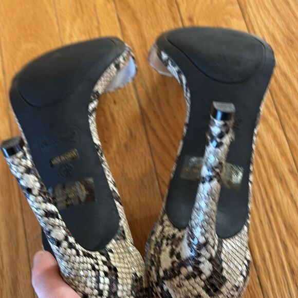 Snakeskin & Rhinestone‎ beige Ankle Strappy  4” Heels Sandals shoes Size 9 - Picture 7 of 8